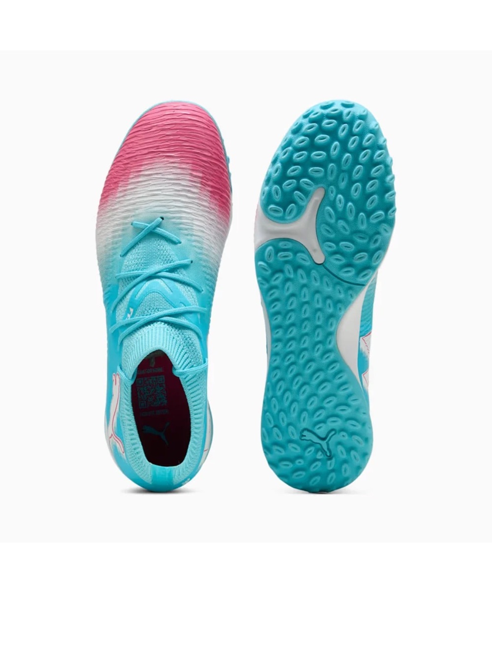 Indoor Soccer Cleats Puma Men's Teal to Pink Ombre Knit size 8